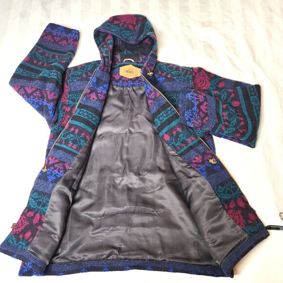 Vintage Woolrich Coat Jacket Aztec Blue Sz. M Southwest Wool USA - Picture 6 of 12